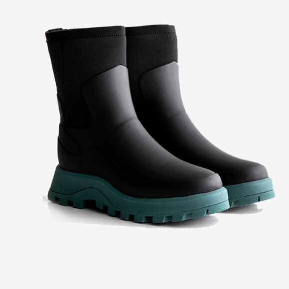 NEW  Hunter‎ City Explorer Short Rain Boots  Waterproof  Black/Teal 257 6S3 - Picture 1 of 8